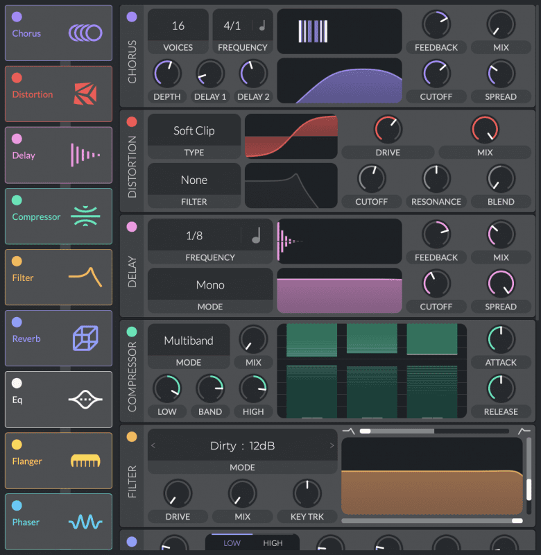 Vital VST's Built-in Effects