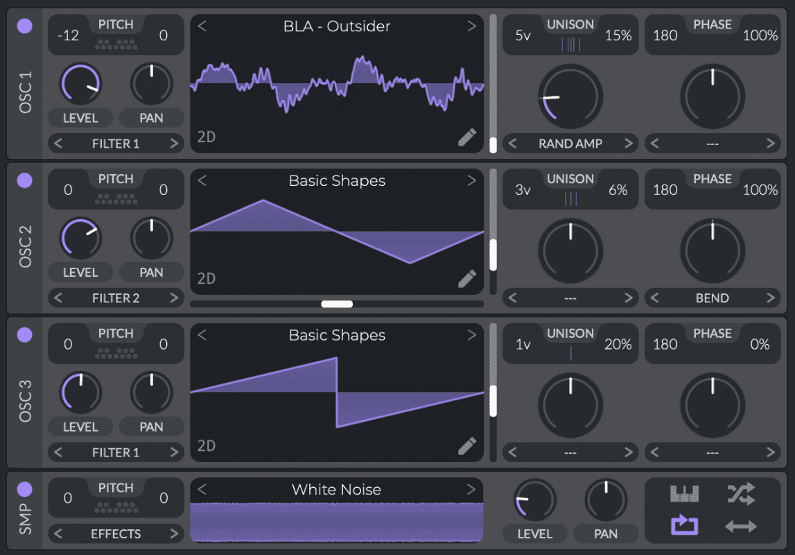 Vital VST's Three Oscillator Setup